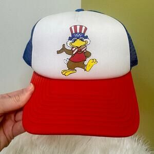 International Olympic 1984 USA Los Angeles Retro Sam Eagle Mascot Mesh Hat NEW